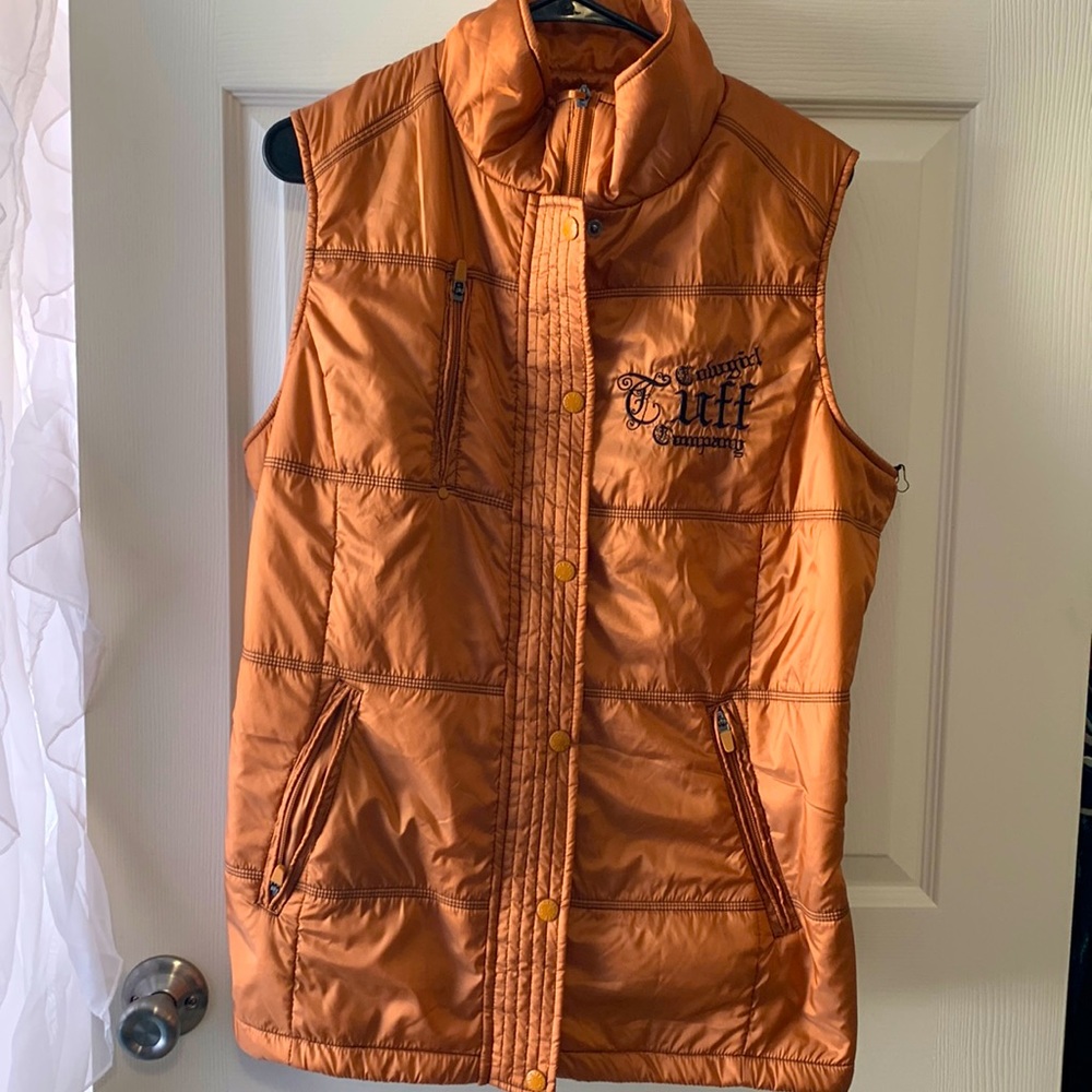 Cowgirl Tuff Co Copper Shimmer Puffy Vest Branded Embroidery NWT